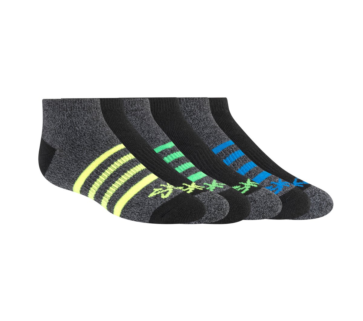 Kids 6 Pack Low Cut Marled Stripe Socks