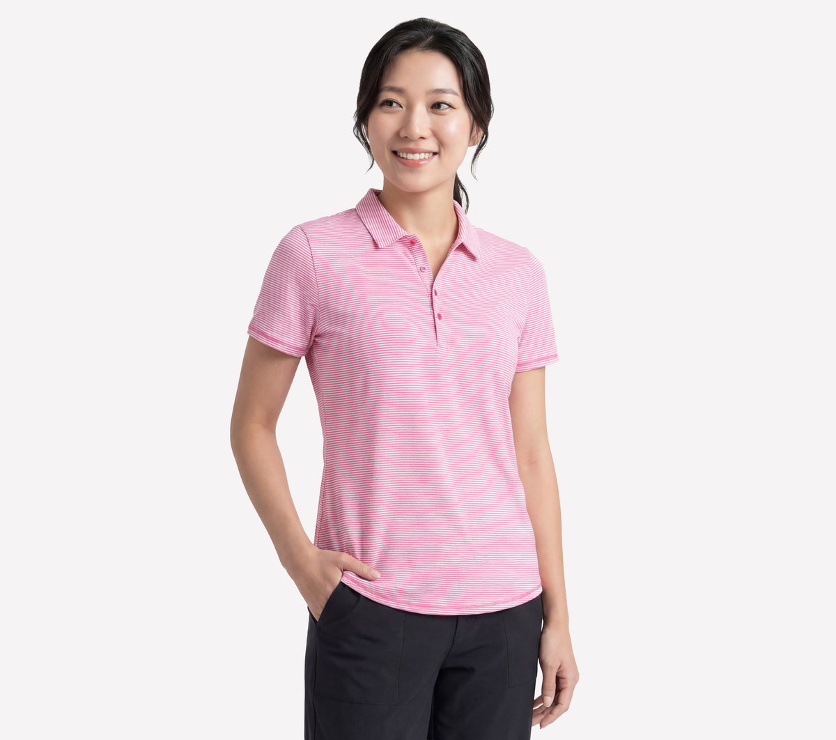 Women Short Sleeve On The Green Striped Polo