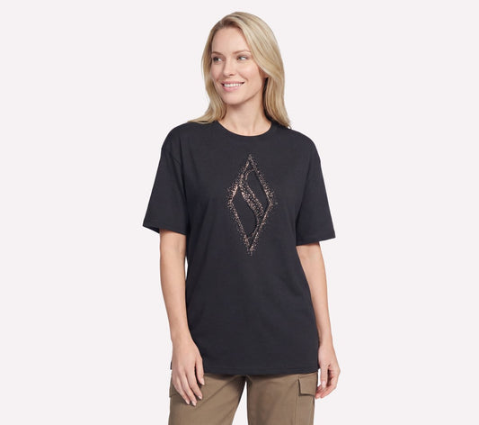 Women Gold Splatter Diamond Short Sleeve Tee