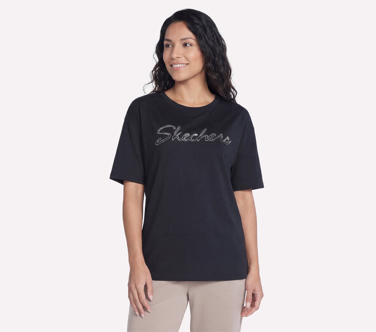 Women Script Diamond Studded Short Sleeve Tee