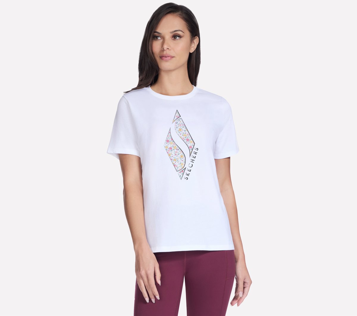Women Floral Diamond Short Sleeve Tee