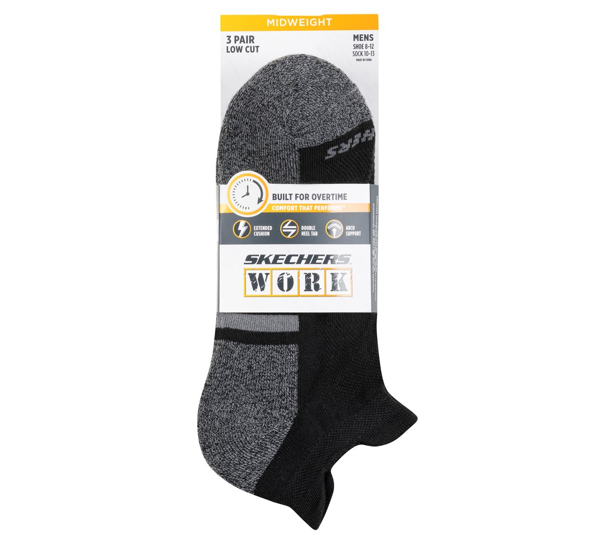 Men Lowcut Heel Tab Work Socks - 3 Pack